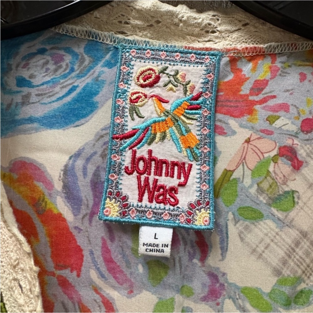 Johnny Was Milana Silk Blend Floral Patchwork Maxi Dress Size Large - Picture 5 of 11